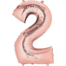 Rose Gold Number Balloon 40in